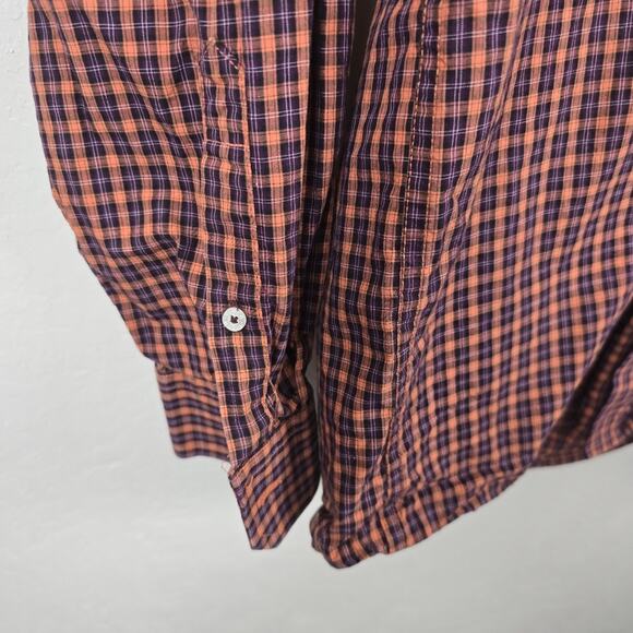 Cinch Mens Button Down Rust Plaid Cowboy Core Rodeo Western Long Sleeve Shirt M - Picture 10 of 12